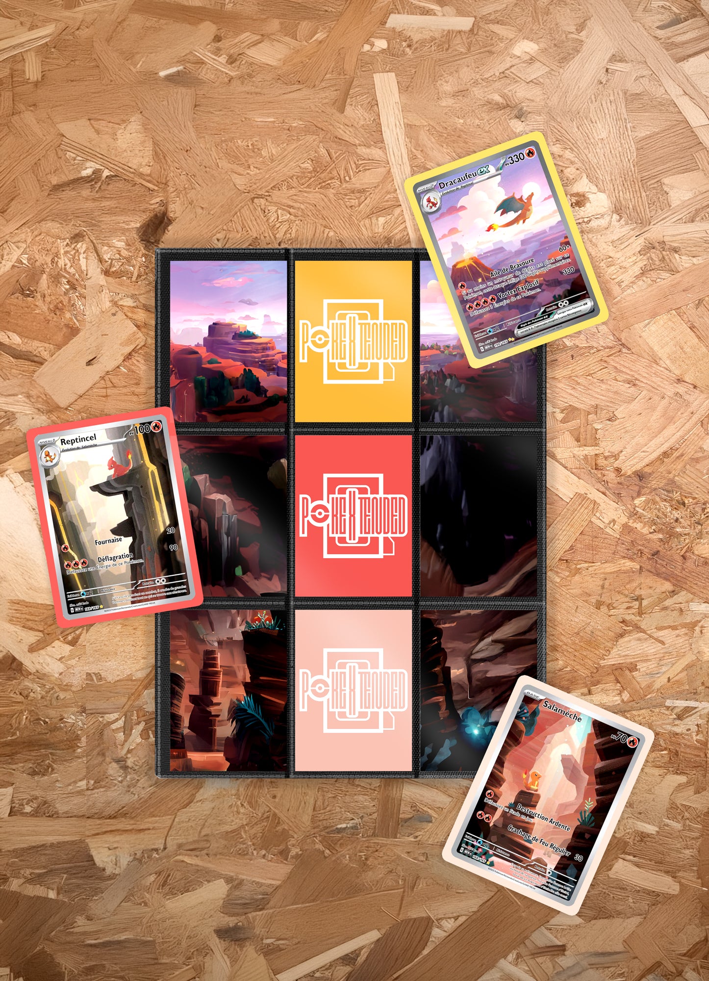 Extended Art Binder — Pour le trio Salamèche (MEW 168) / Reptincel (MEW 169) / Dracaufeu ex (MEW 199)