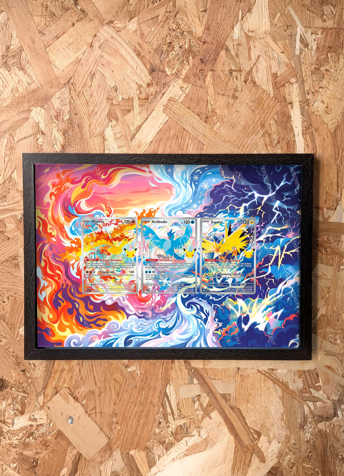 Cadre Pokemon Trio Oiseaux légendaires 30 ans / 30th Anniversary / Moltres, Articuno, Zapdos / Sulfura, Artikodin, Electhor