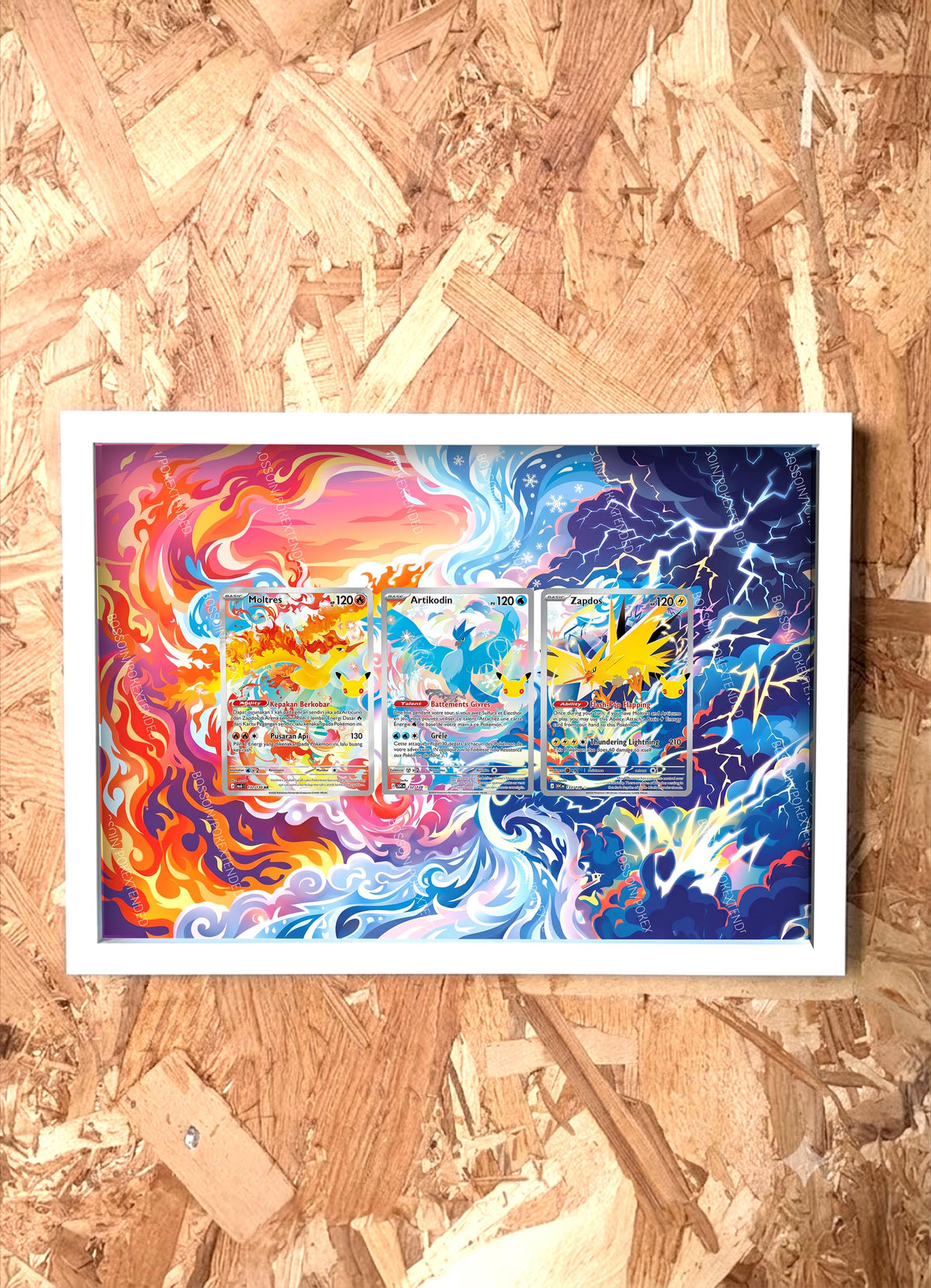 Cadre Pokemon Trio Oiseaux légendaires 30 ans / 30th Anniversary / Moltres, Articuno, Zapdos / Sulfura, Artikodin, Electhor