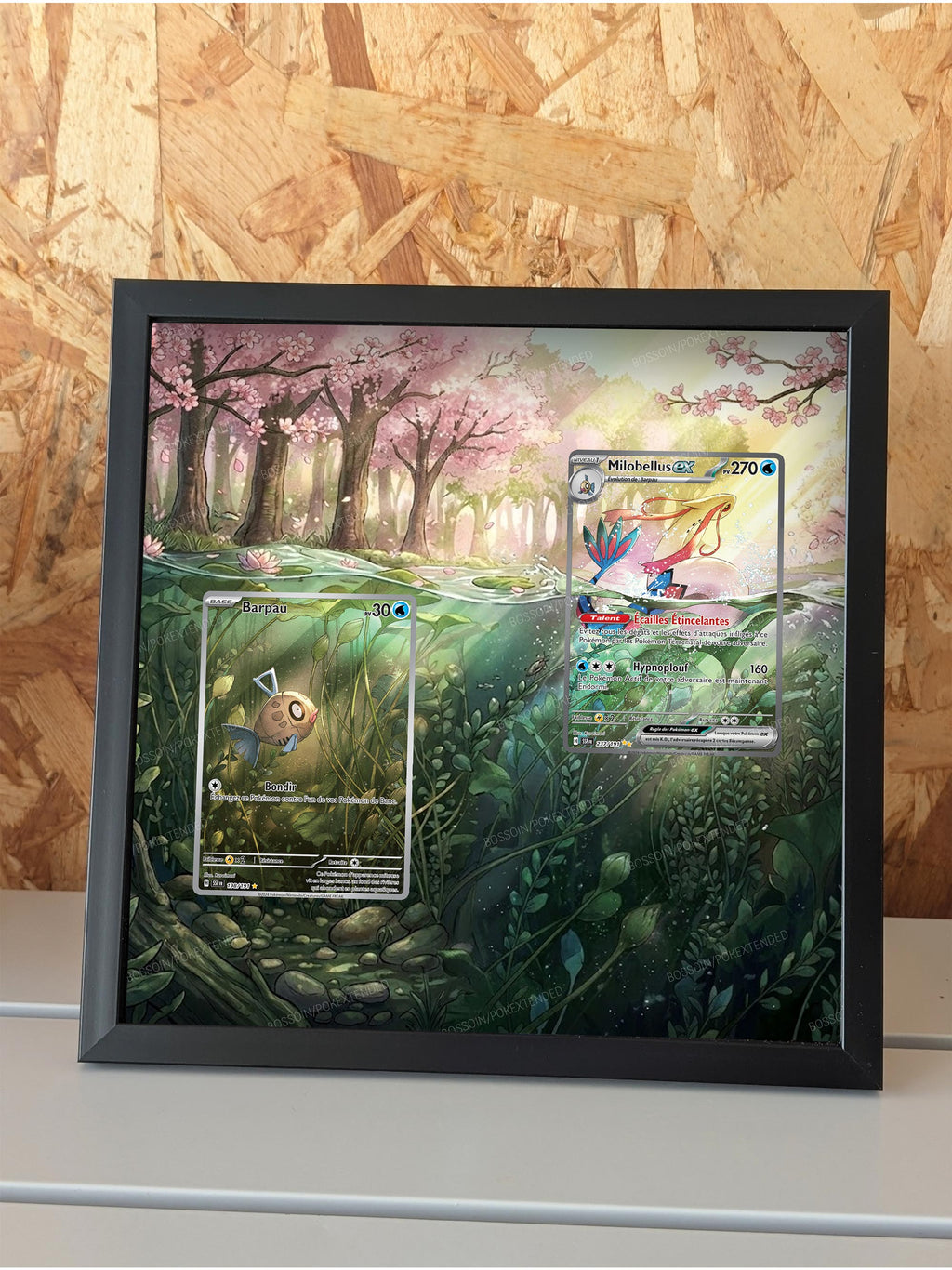 Cadre Pokemon sv8 110 + sv8 131 / SSP 198 + SSP 237 / Barpau et Milobellus  / Feebas and Milotic
